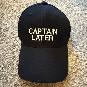 Black "Captain Later" Baseball Cap NWT
